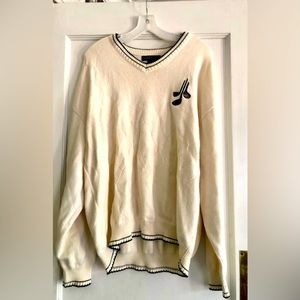 Vintage Pinnacle Golf Sweater XL Chunky Cream Embroidered USA Grandpa